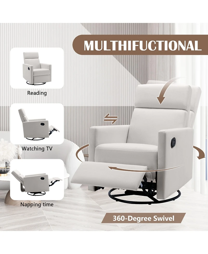 Slickblue Plush Rocker Nursery Chair Glider Swivel Recliner for Comfortable Seating