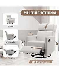 Slickblue Plush Rocker Nursery Chair Glider Swivel Recliner for Comfortable Seating