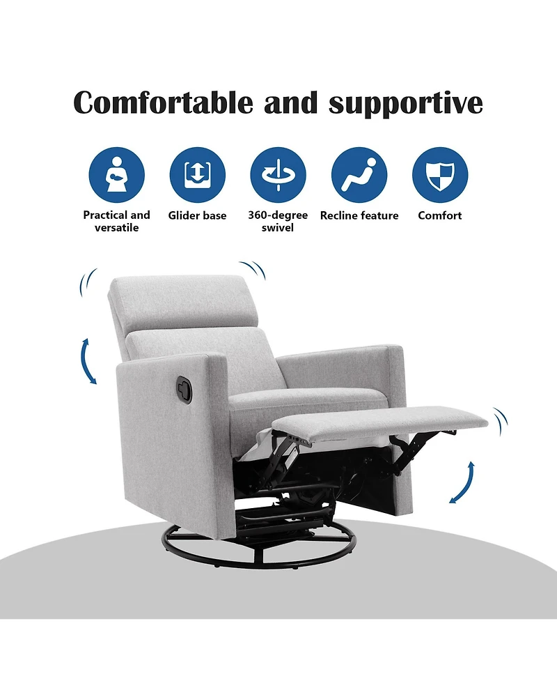 Slickblue Plush Rocker Nursery Chair Glider Swivel Recliner for Comfortable Seating
