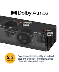 Westinghouse 5.1.2 Channel Sound Bar for Smart Tv, Surround Sound w/Dolby Atmos & Dolby Digital Plus, Wireless Subwoofer, Height Speakers, Bluetooth,