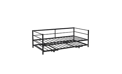 Metal Daybed with Pop-Up Trundle – Adjustable Guest Bed Frame for Small Spaces & Sleepovers