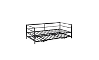 Metal Daybed with Pop-Up Trundle – Adjustable Guest Bed Frame for Small Spaces & Sleepovers