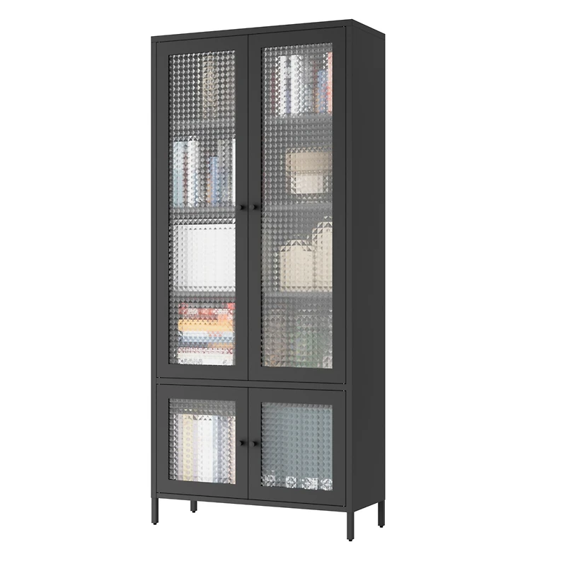 Streamdale 4-Door Metal Storage Display Cabinet with Glass Tempered Doors