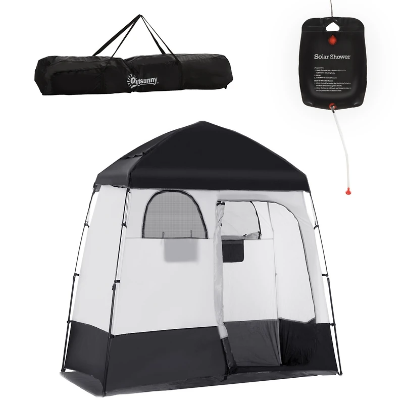 Streamdale Furniture Shower Tent, Pop Up Privacy Shelter for Camping, Dressing Changing Room, Portable Instant Outdoor Shower Tent Enclosure w/ 2 Room