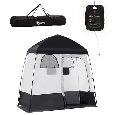 Streamdale Furniture Shower Tent, Pop Up Privacy Shelter for Camping, Dressing Changing Room, Portable Instant Outdoor Shower Tent Enclosure w/ 2 Room