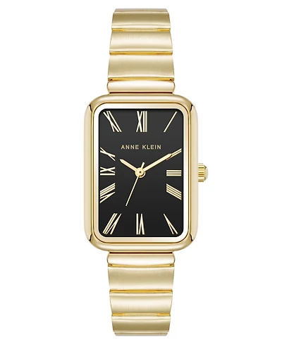 Anne Klein Women's Quartz Petite Rectangular Gold-Tone Stainless Steel Watch, 23mm