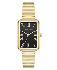 Anne Klein Women's Quartz Petite Rectangular Gold-Tone Stainless Steel Watch, 23mm