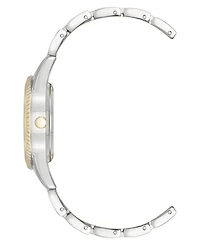 Anne Klein Women's Quartz Bold Coin Edge Bezel Black and Two-Tone Alloy Metal Watch, 32mm