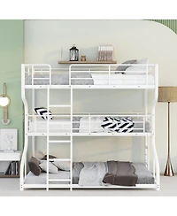 Slickblue Space-Saving Triple Bunk Bed with Full Xl, Twin Xl, Queen - Includes Long & Short Ladder