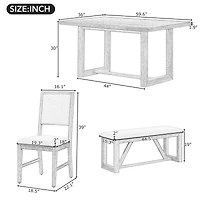 Streamdale Furniture Retro Dining Set Table, 4 Chairs, 1 Bench