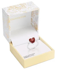 Charter Club Silver-Tone Red Stone Heart Solitaire Ring, Exclusively at Macy's