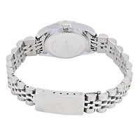 Peugeot Women's Silver-Tone 25mm Fluted Bezel Steel Bracelet Watch with Blue Dial