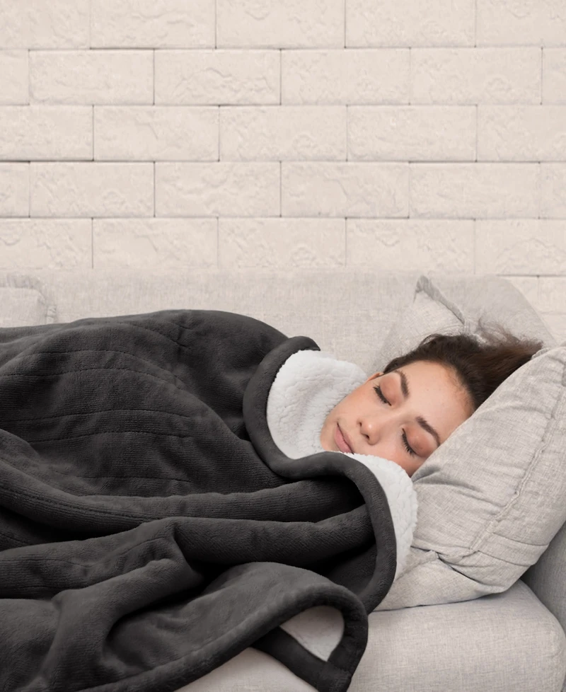 Sealy Heated Flannel and Sherpa Blanket, Queen