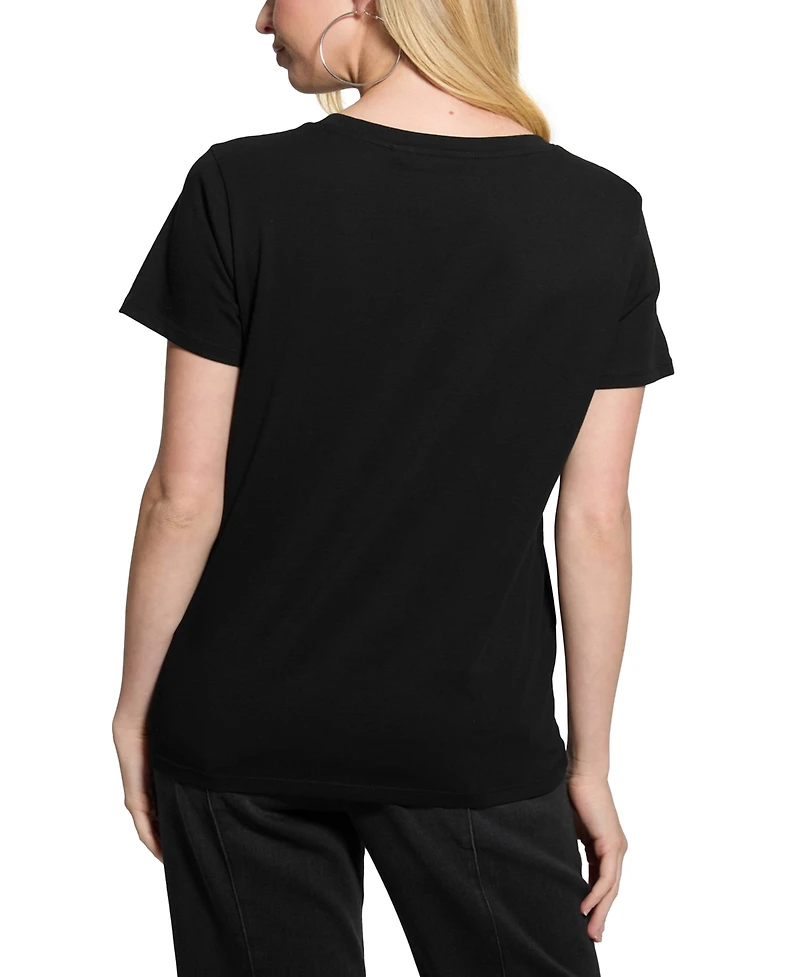 Guess Women's Tiger Eyes Graphic Crewneck Cotton Easy T-Shirt