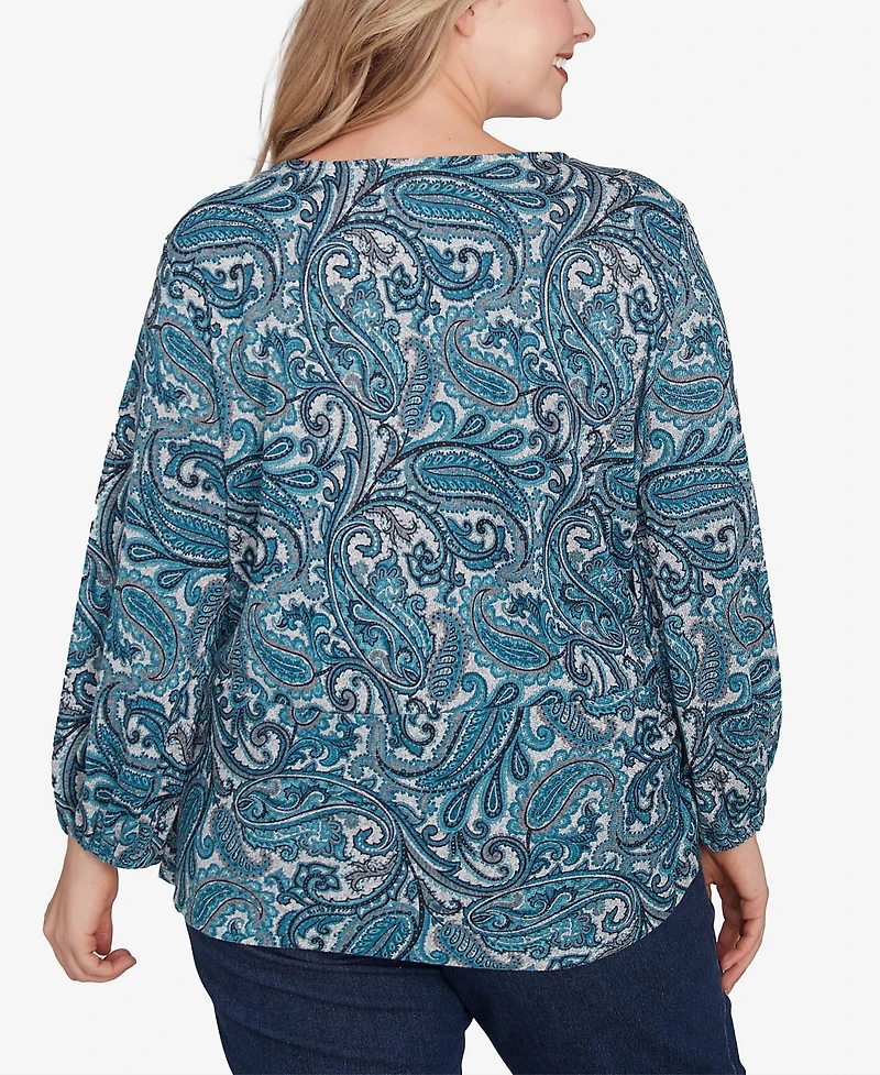 Ruby Rd. Plus Size Paisley Hatchi Twist Front Top