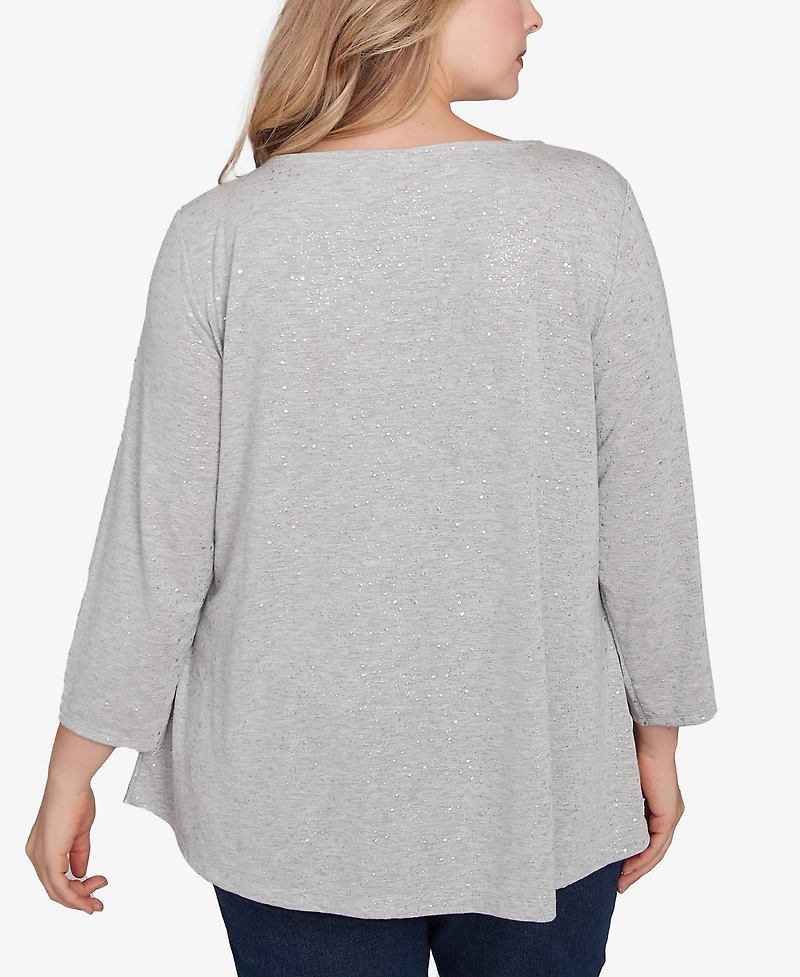 Ruby Rd. Plus Embellished Dew Drops Glitter Knit Top