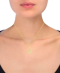 Diamond Star of David Pendant Necklace (1/4 ct. t.w.) in 14k White or Yellow Gold, 16" + 2" extender