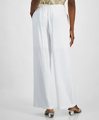 Bar Iii Women's Belted High-Rise Wide-Leg Pants