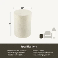 LuxenHome Outdoor Side Table, 18'' Cement Outdoor End Tables for Patio, Garden Accent Table, Modern Small Round Side Table