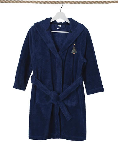 Linum Home Christmas Tree Kids Super Plush Double Brushed Hooded Bathrobe