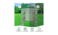 Slickblue Pipe Greenhouse with 8-Piece Grid Flower Stand - Zipper Rolling Door & Pe Cloth for Plants