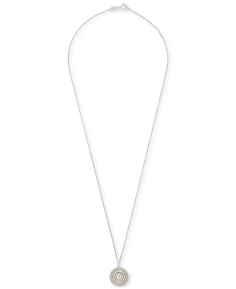 Diamond Circle 18" Pendant Necklace (1/4 ct. t.w.) in Sterling Silver and 14k Gold-Plate, Created for Macy's