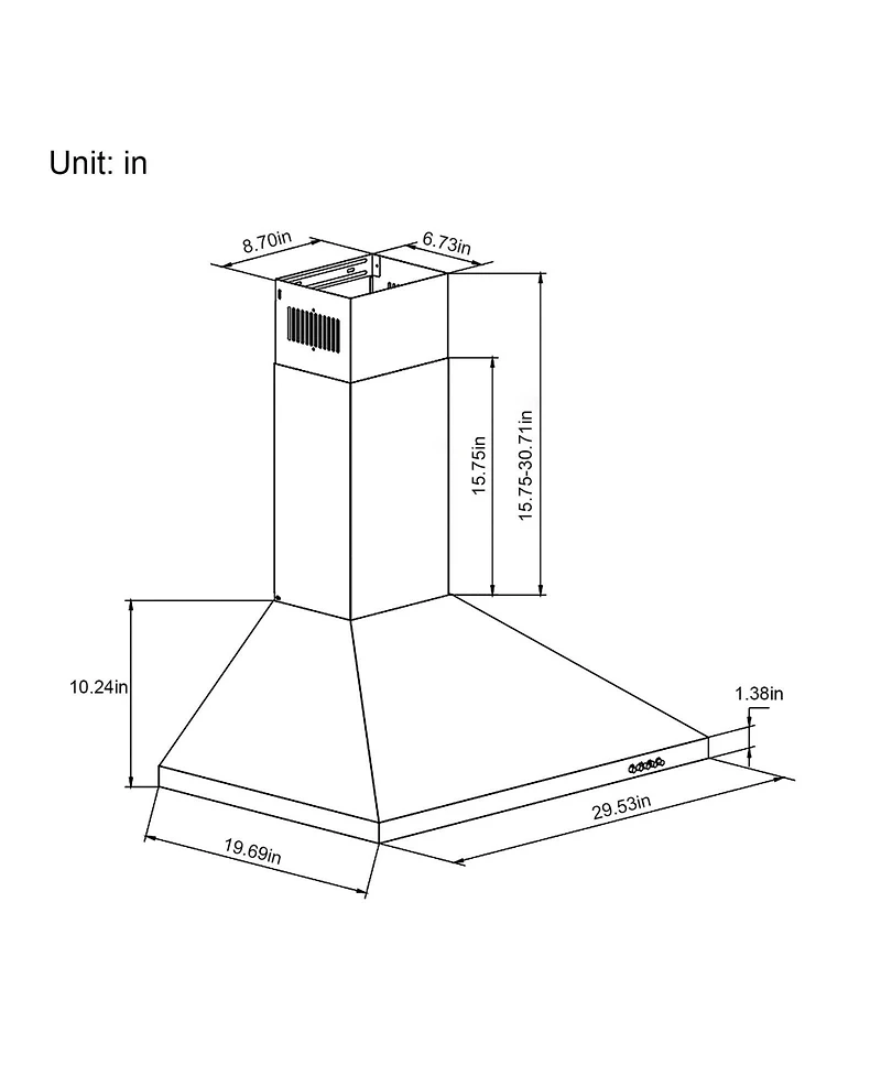 Flynama 30-in 700-cfm Convertible Silver Wall-Mounted Range Hood