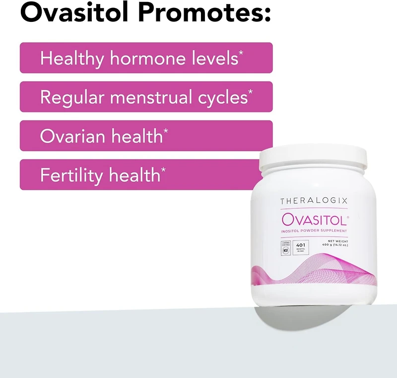 Theralogix Ovasitol Inositol Powder - 90-Day Supply - Myo-Inositol & D-Chiro Inositol for Hormone Balance & Ovarian Function Support - Nsf Certified