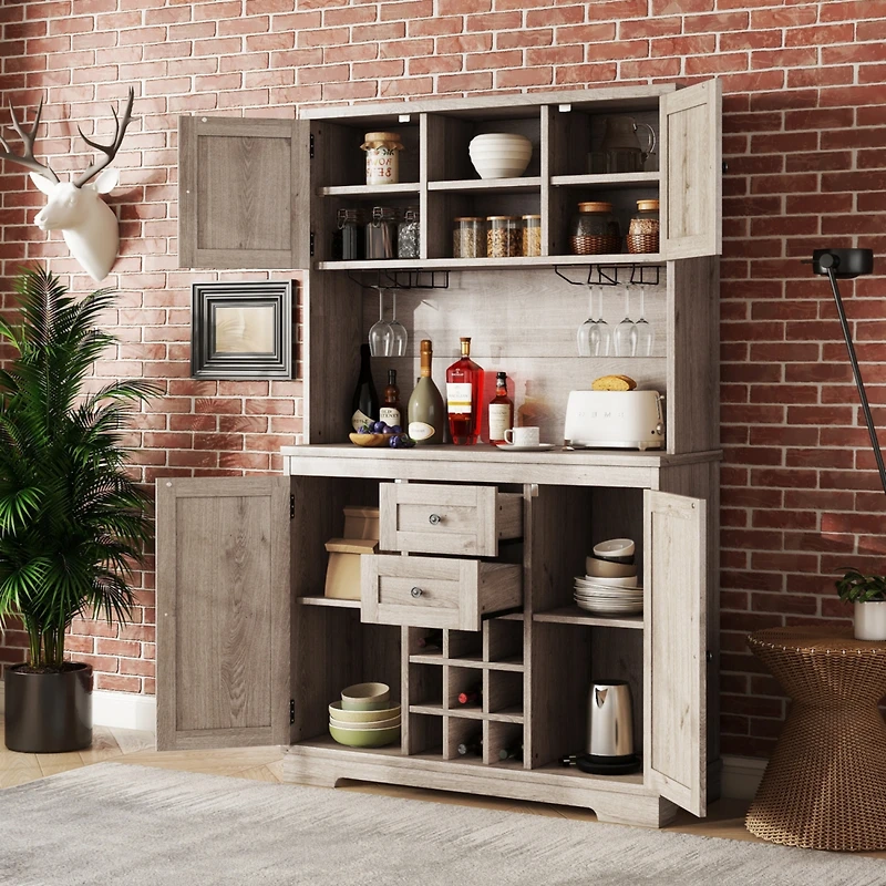 Streamdale Farmhouse Wine Cabinet with Multi-Storage