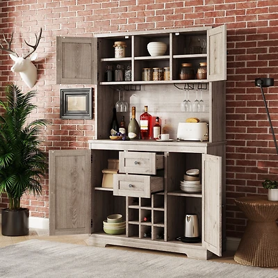 Streamdale Farmhouse Wine Cabinet with Multi-Storage