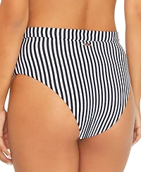 Raisins Juniors' High-Waisted Striped Bikini Bottoms