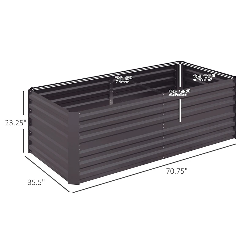 Galvanized Raised Garden Bed Kit, Large and Tall Metal Planter Box for Vegetables, Flowers and Herbs, Reinforced, 6' x 3' x 2', Dark Gray