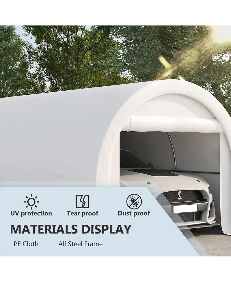 10' x 16' Carport, Heavy Duty Portable Garage Storage Tent with Large Zippered Door, Anti-uv Pe Canopy Cover for Car, Truck, Boat, Motorcycle, Bike, G