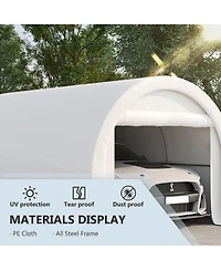 10' x 16' Carport, Heavy Duty Portable Garage Storage Tent with Large Zippered Door, Anti-uv Pe Canopy Cover for Car, Truck, Boat, Motorcycle, Bike, G