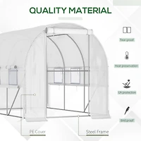 10' x 7' x 7' Walk-in Tunnel Greenhouse, Outdoor Green House with Anti-Tear Pe Cover, Zipper Doors and Mesh Windows, White