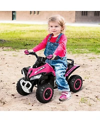 No Power Kids Ride On Push Car, Ride Racer, Foot-to-floor Sliding Car, Walking Atv Toy with Music, Lights, for 1.5-3 Years Old, Pink