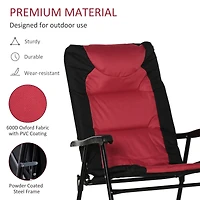 2 Piece Outdoor Patio Furniture Set with 2 Folding Padded Rocking Chairs, Bistro Style for Porch, Camping, Balcony, Red