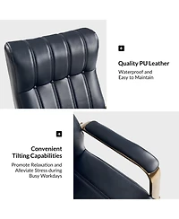 Hulala Home Uwe Modern Leather Ergonomic Executive Office Chair with Sgs International Certified Stainless Steel Gas Spring