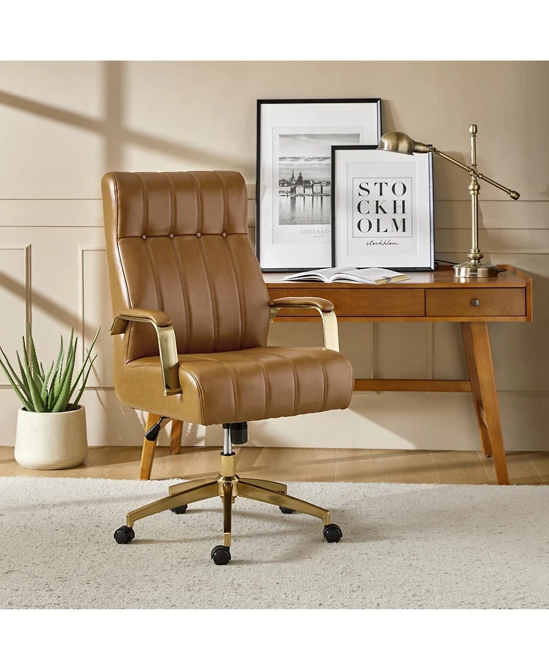 Hulala Home Uwe Modern Leather Ergonomic Executive Office Chair with Sgs International Certified Stainless Steel Gas Spring