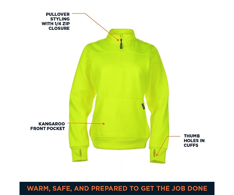RefrigiWear Women's Quarter-Zip Fleece Sweatshirt - Insulated Ladies Work Pullover with Thermal Comfort