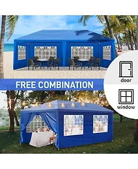 Slickblue Outdoor Party Tent with 6 Removable Sidewalls - Waterproof Canopy for Patio Weddings and Events