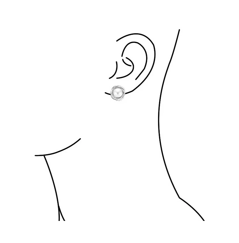 Bling Jewelry Twist Braided Rope Clip-On Earrings with Simulated Pearl Silver Gold Plated