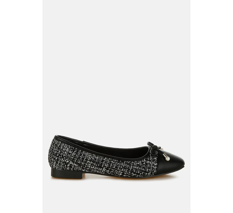 Acino Boucle Pearl Bow Ballerinas