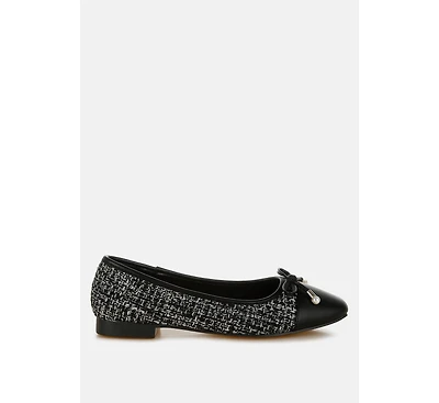 Acino Boucle Pearl Bow Ballerinas