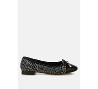 Acino Boucle Pearl Bow Ballerinas