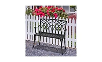 Slickblue 38-Inch Outdoor Aluminum Bench with Orchid Back in Black – Elegant and Durable Seating Solution for Patios and Gardens
