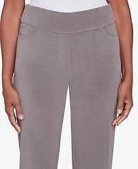 Alfred Dunner Petite Copenhagen Knit Corduroy Faux Fly Pull On Average Length Pants