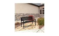 Slickblue 47-Inch Black Iron Bench with Pvc Mesh Backrest – Sturdy and Stylish Seating for Outdoor Spaces and Gardens
