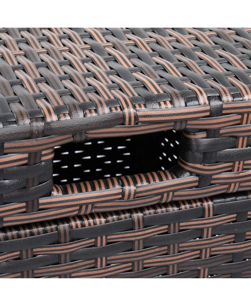 Slickblue Rattan Trash Can with Top Cover and Iron Frame Stylish Durable Waste Solution for Indoor or Outdoor Use