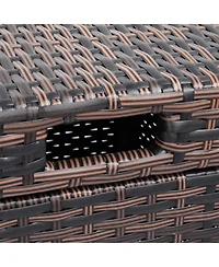 Slickblue Rattan Trash Can with Top Cover and Iron Frame Stylish Durable Waste Solution for Indoor or Outdoor Use